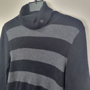 Lauren Ralph Lauren Womens Sweater Large Turtleneck Ribbed Knit Cotton Logo